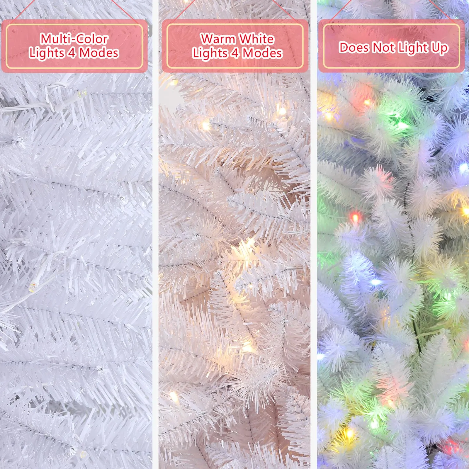 4ft Prelit Warm White & Multi-Color Lights Artificial Hinged Pencil Christmas Tree with Remote Control