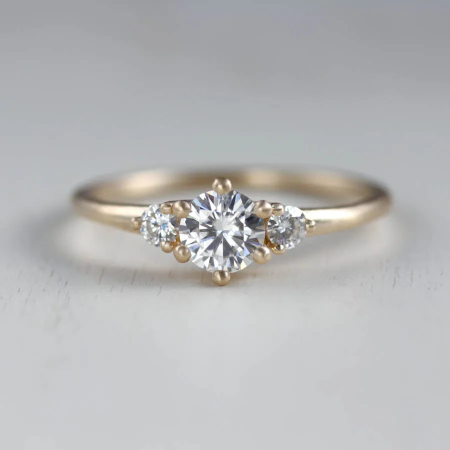 5mm Prong-set Three Stone Ring •