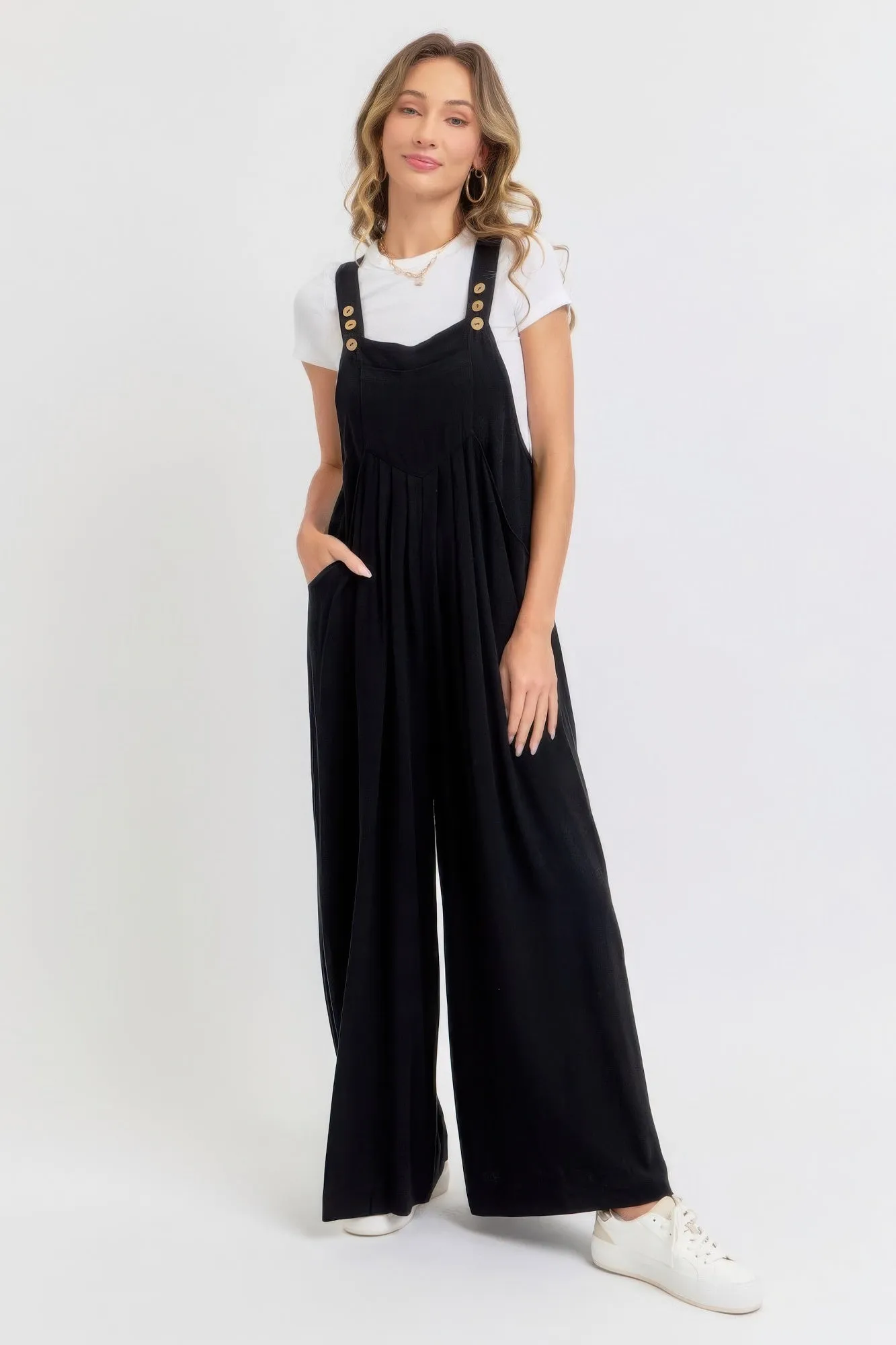 Adjustable Strap Overall Wide Leg Jumpsuit for Women