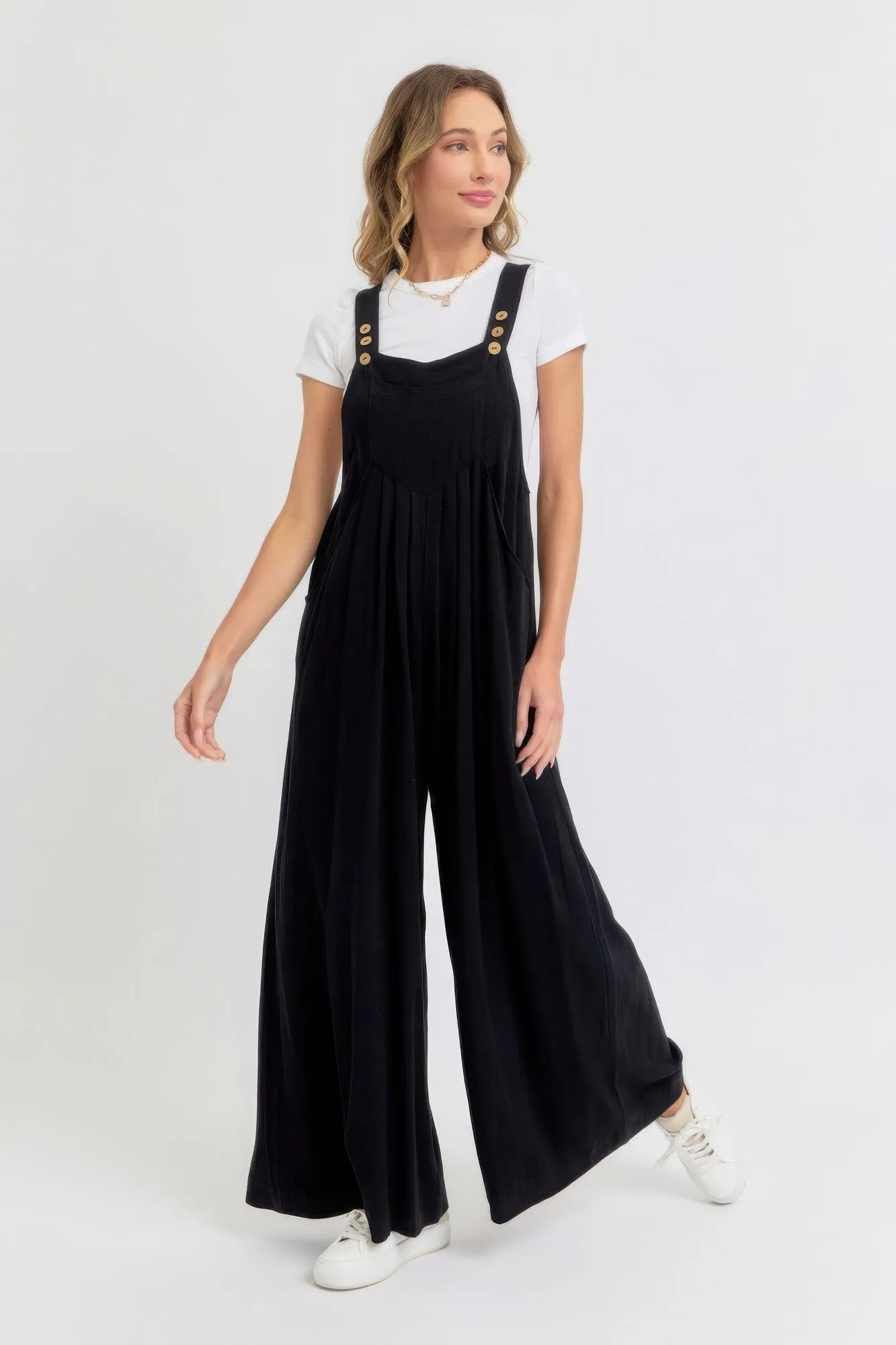 Adjustable Strap Overall Wide Leg Jumpsuit for Women