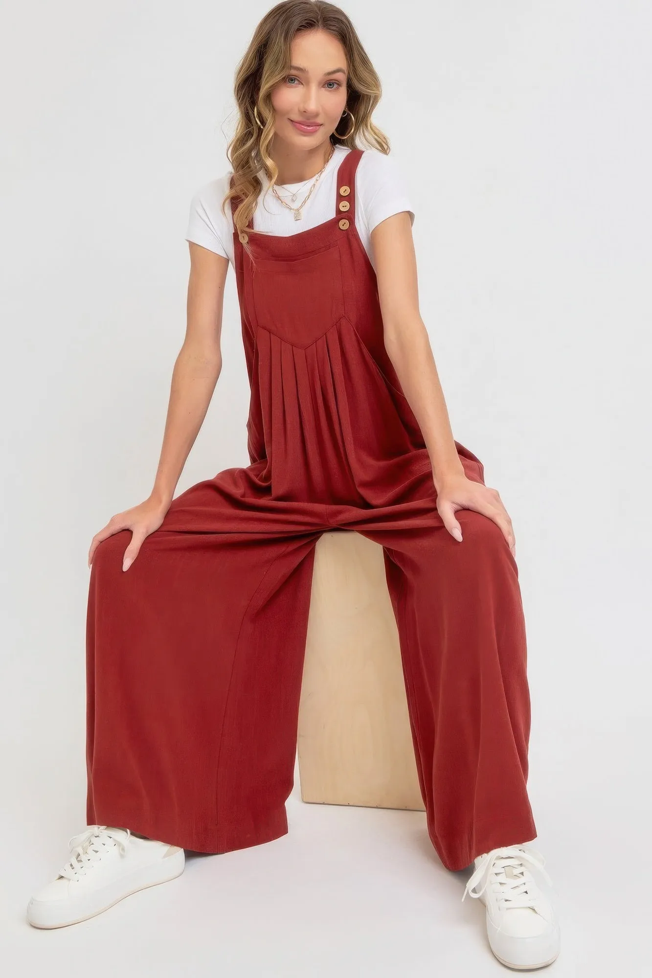 Adjustable Strap Overall Wide Leg Jumpsuit for Women