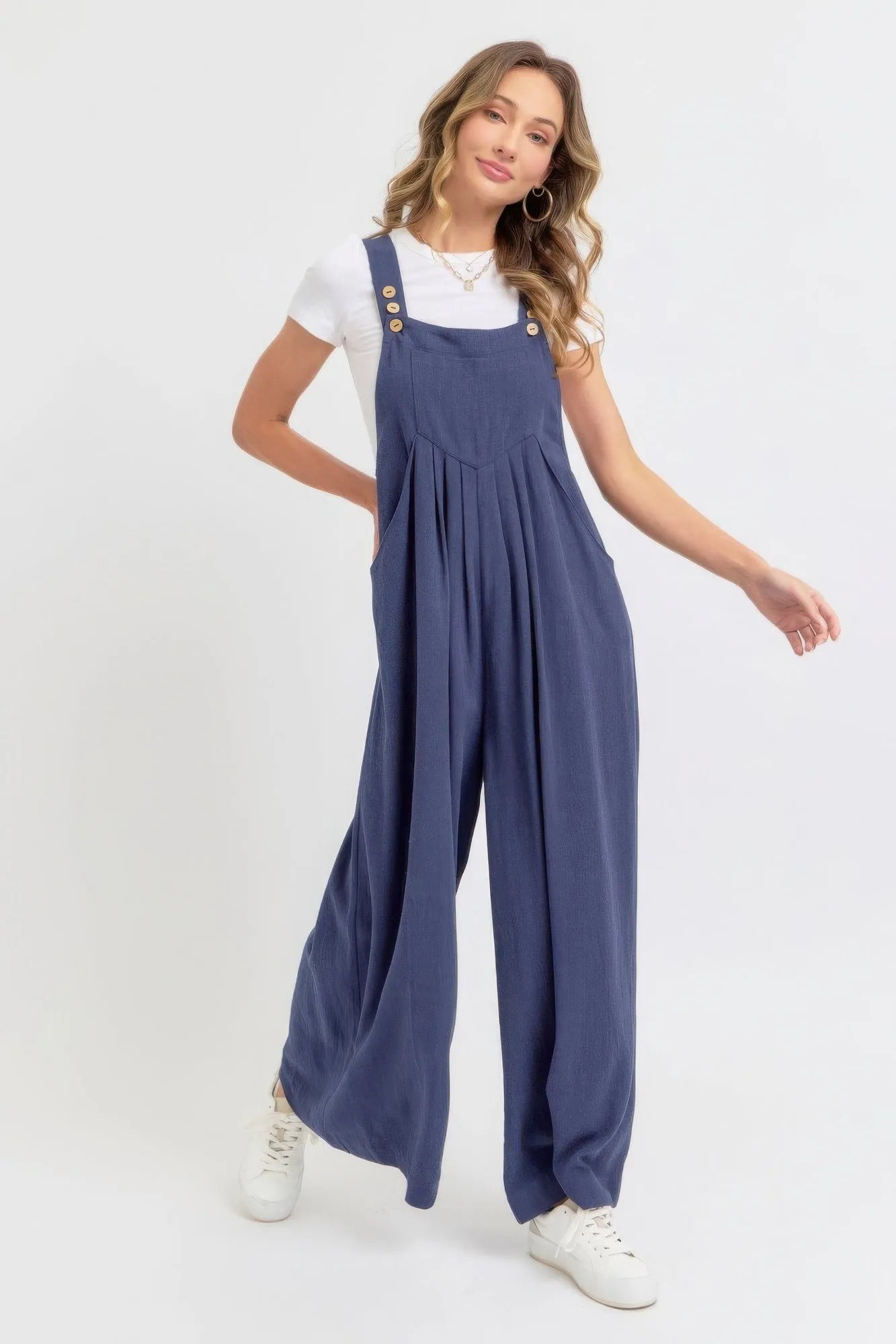 Adjustable Strap Overall Wide Leg Jumpsuit for Women