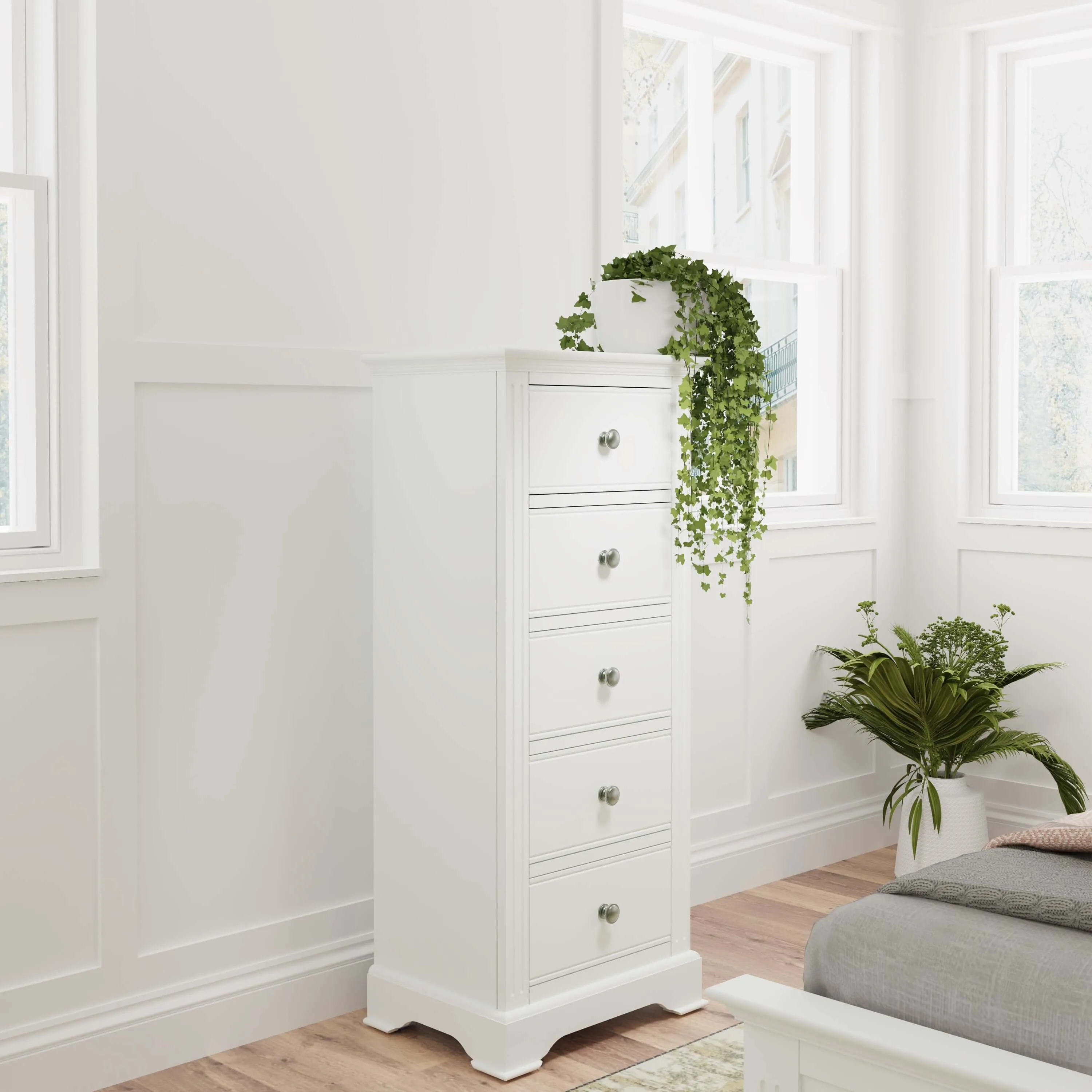 Amelia Narrow White Chest Of Drawers