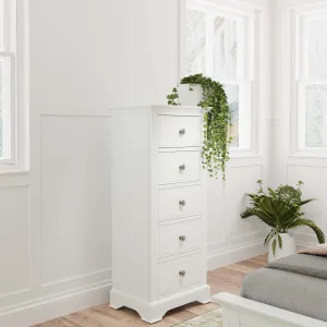 Amelia Narrow White Chest Of Drawers