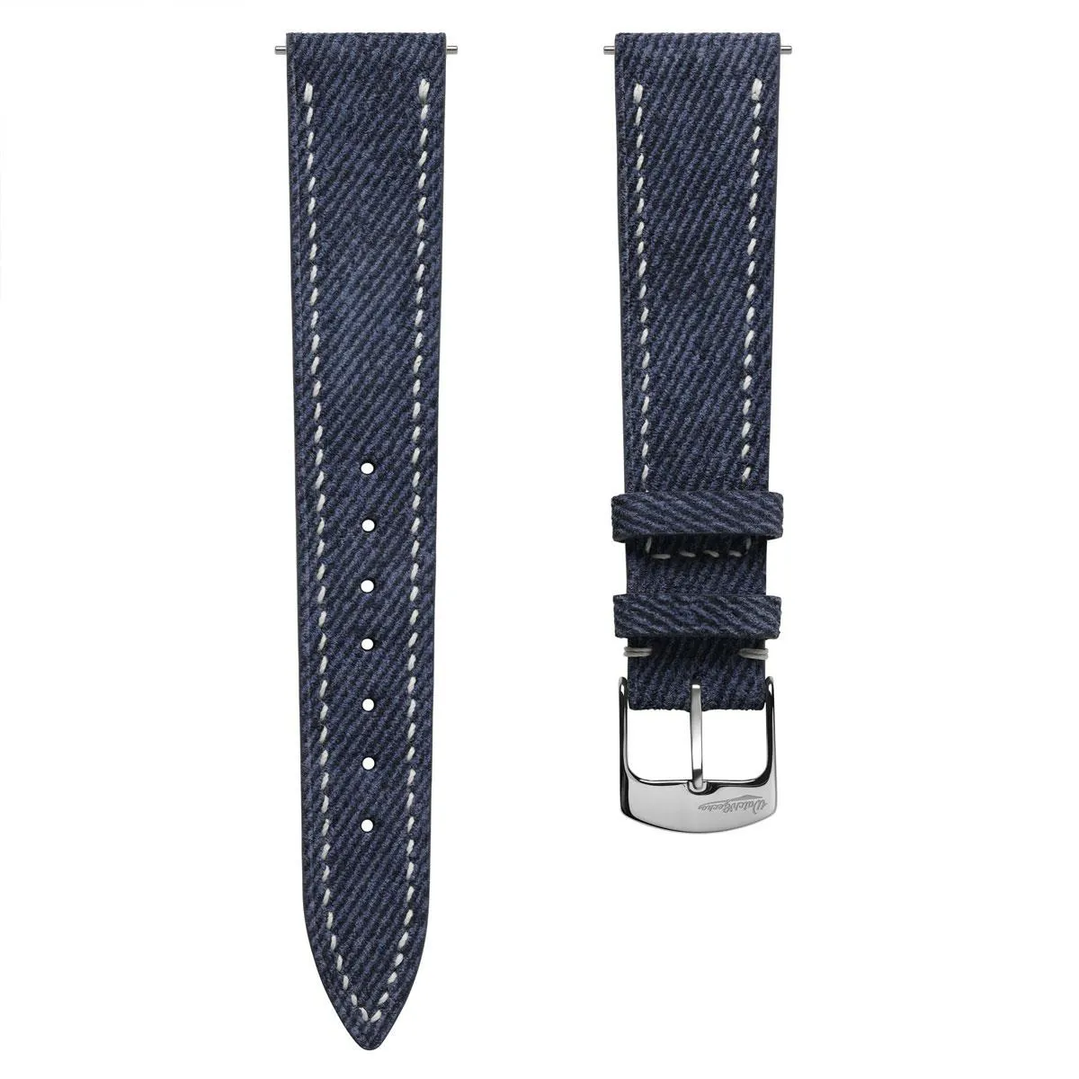 Arbour Hand-Stitched Denim Design Genuine Leather Watch Strap - Navy Blue