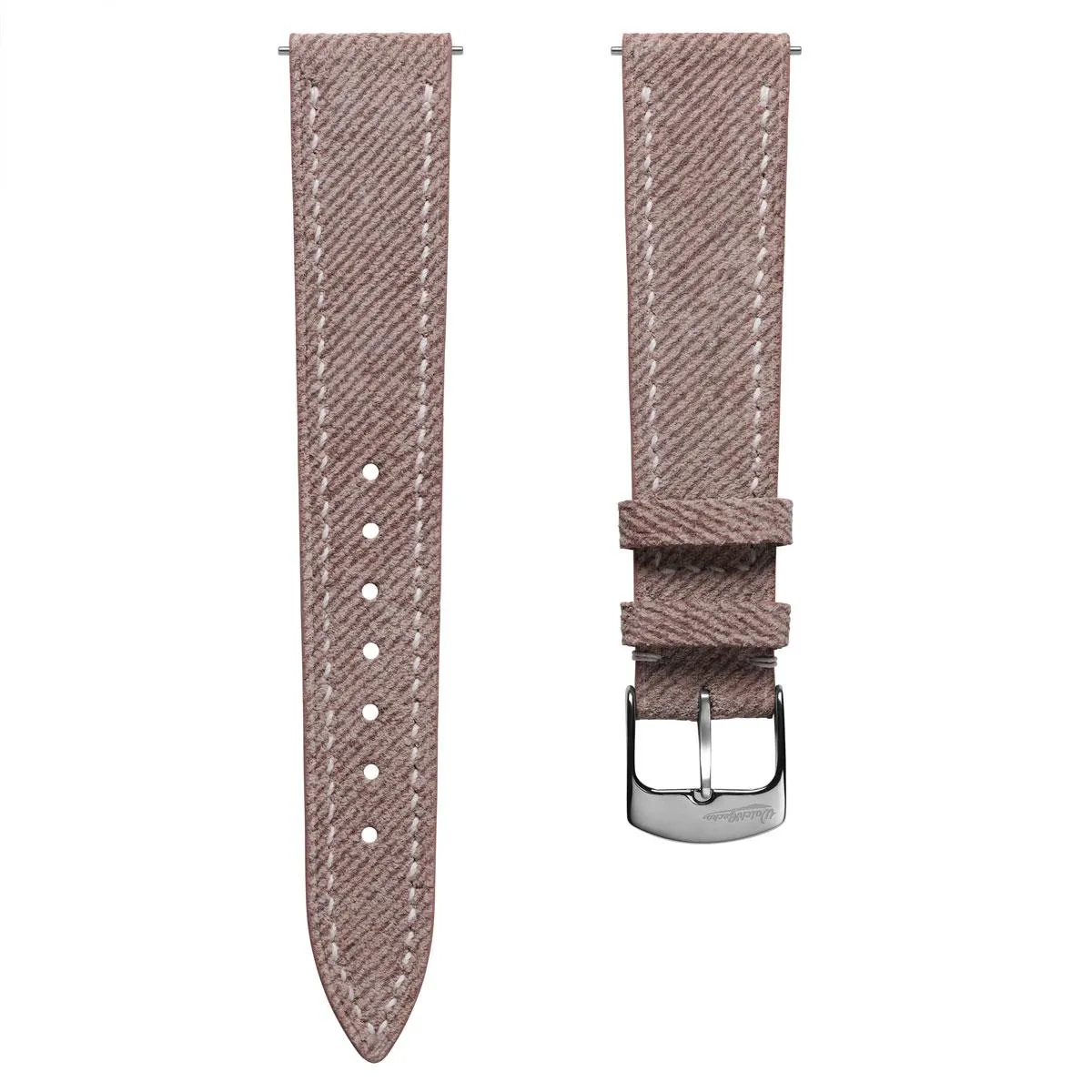 Arbour Hand-Stitched Denim Design Genuine Leather Watch Strap - Quartz Pink