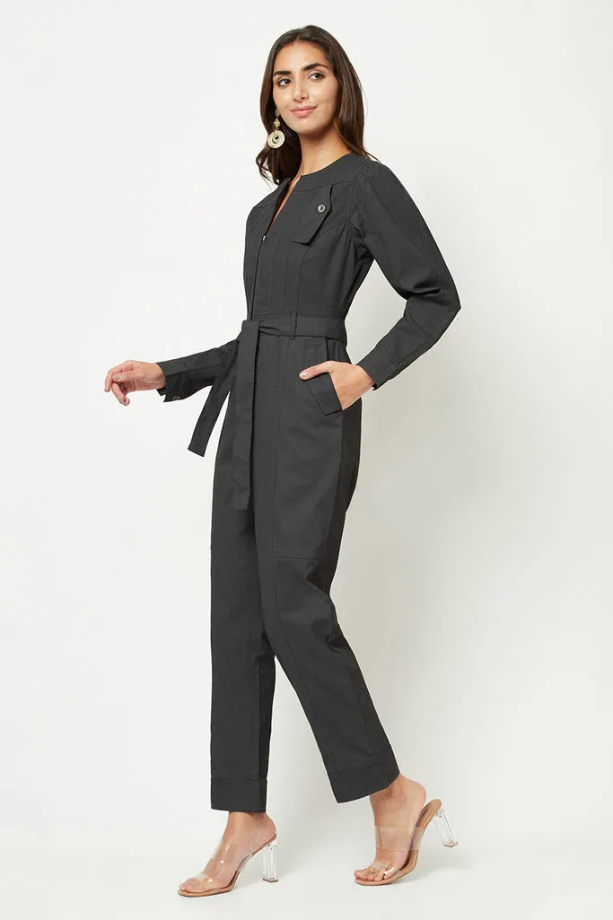 Black Txt Jumpsuit