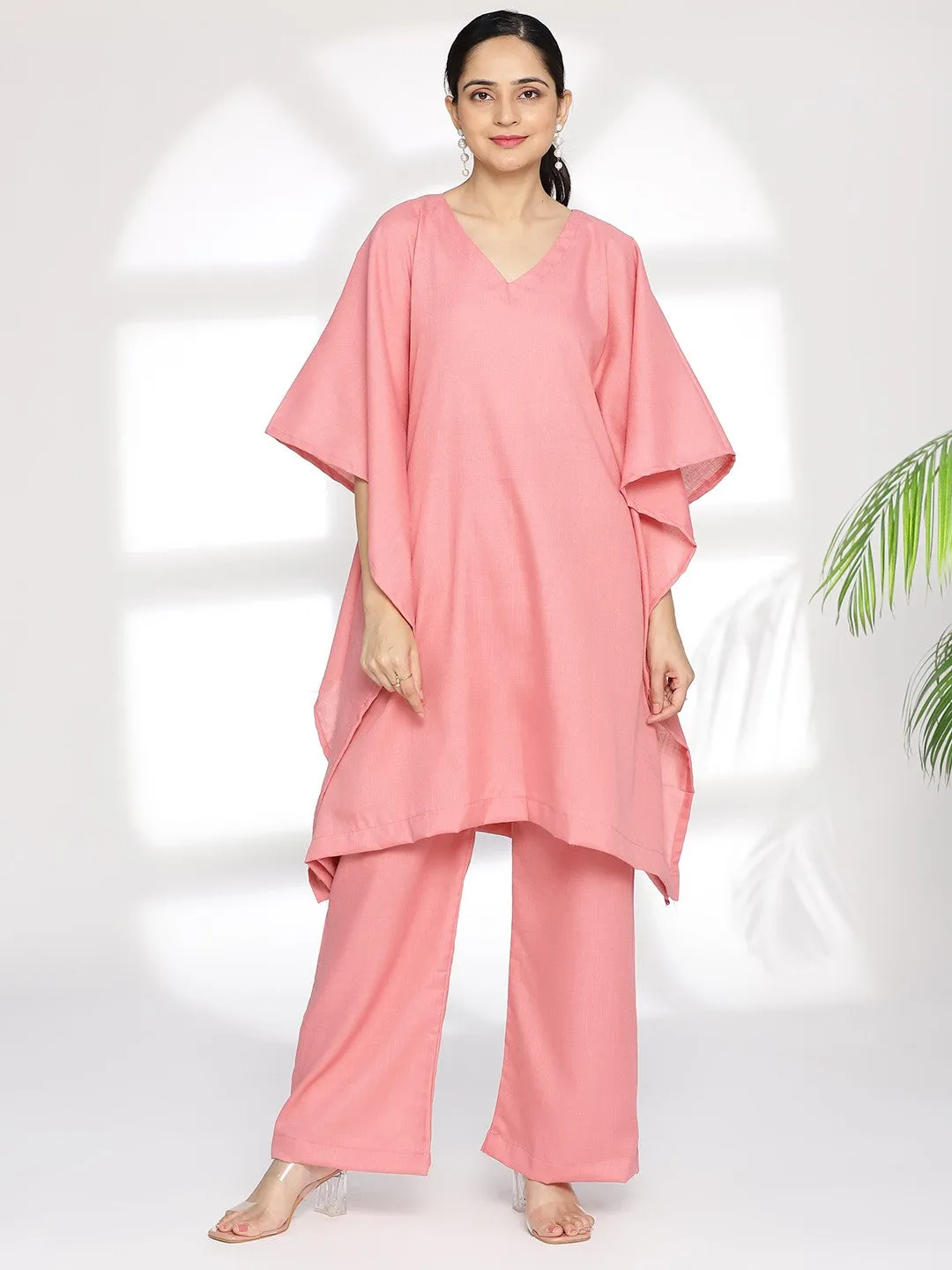 Blush CottonSlub KaftanKurta