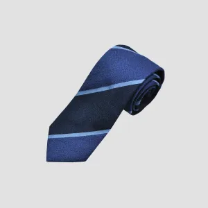 Bold Stripes Tussah Silk Tie in Blues