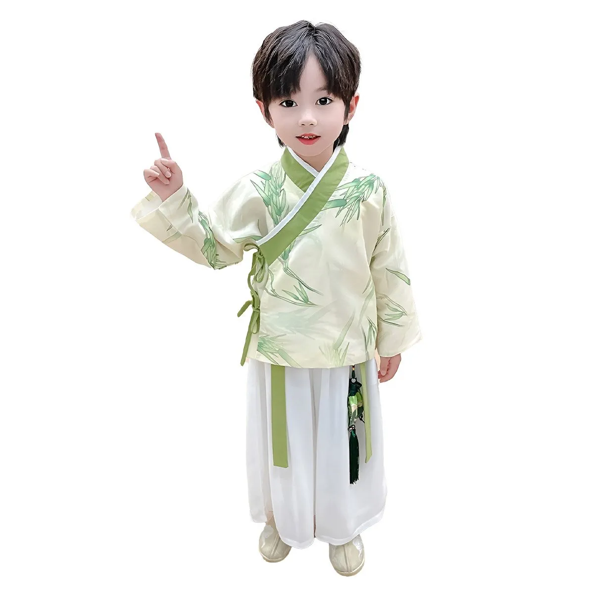 Boys' Two-Piece Bamboo Print Hanfu