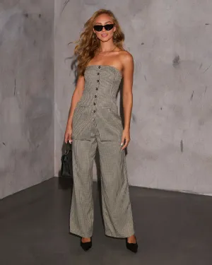 Call It A Day Strapless Plaid Jumpsuit