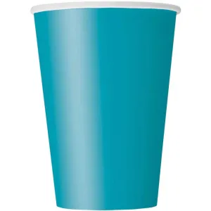 Caribbean Teal Solid 12oz Paper Cups, 10ct