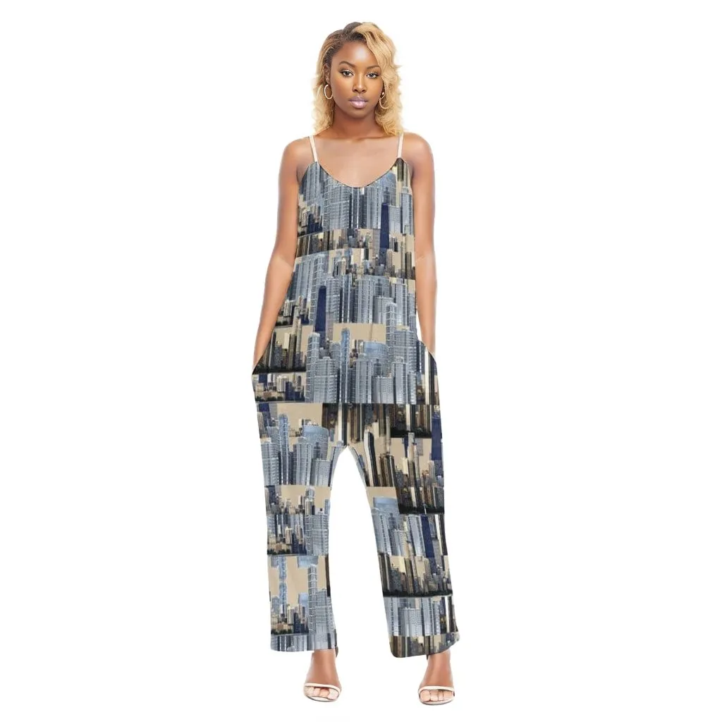 City Blocks Womens Loose Cami Jumpsuit