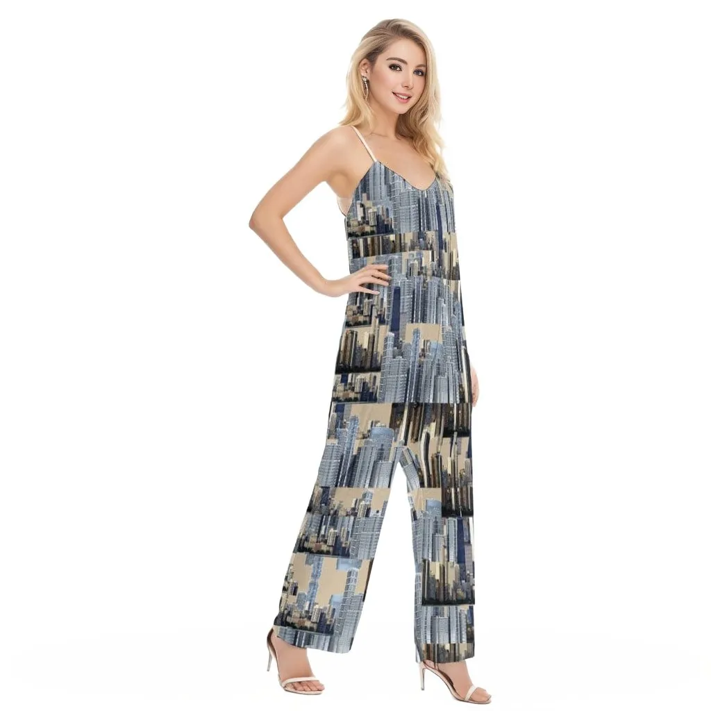 City Blocks Womens Loose Cami Jumpsuit