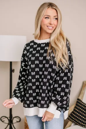 Coquette Babe Bow Printed Sweater