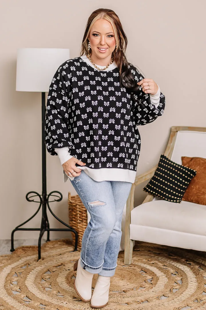 Coquette Babe Bow Printed Sweater