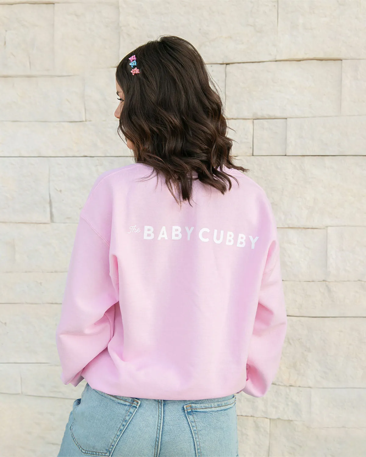 Crewneck Sweatshirt - Cubby Mama - Light Pink