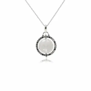 Crystal and Topaz Sterling Silver Reflector Pendant