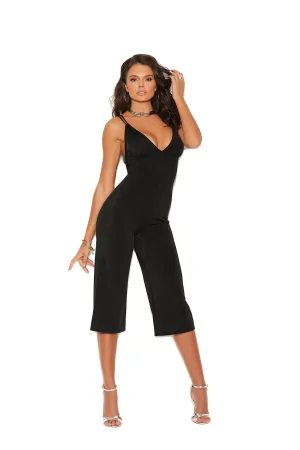 Elegant Moments Deep V Lycra Jumpsuit, Adjustable Straps, Back Zip Closure