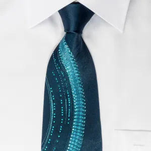 Elle Homme Rhinestone Necktie Blue Geometric With Blue Sparkles