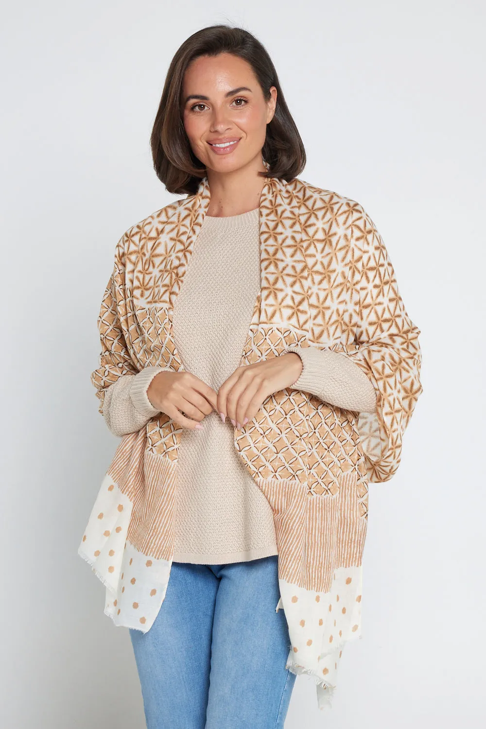 Evannah Wrap - Brown/Cream