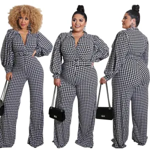 fashion puff sleeve printed jumpsuit（AY1365）