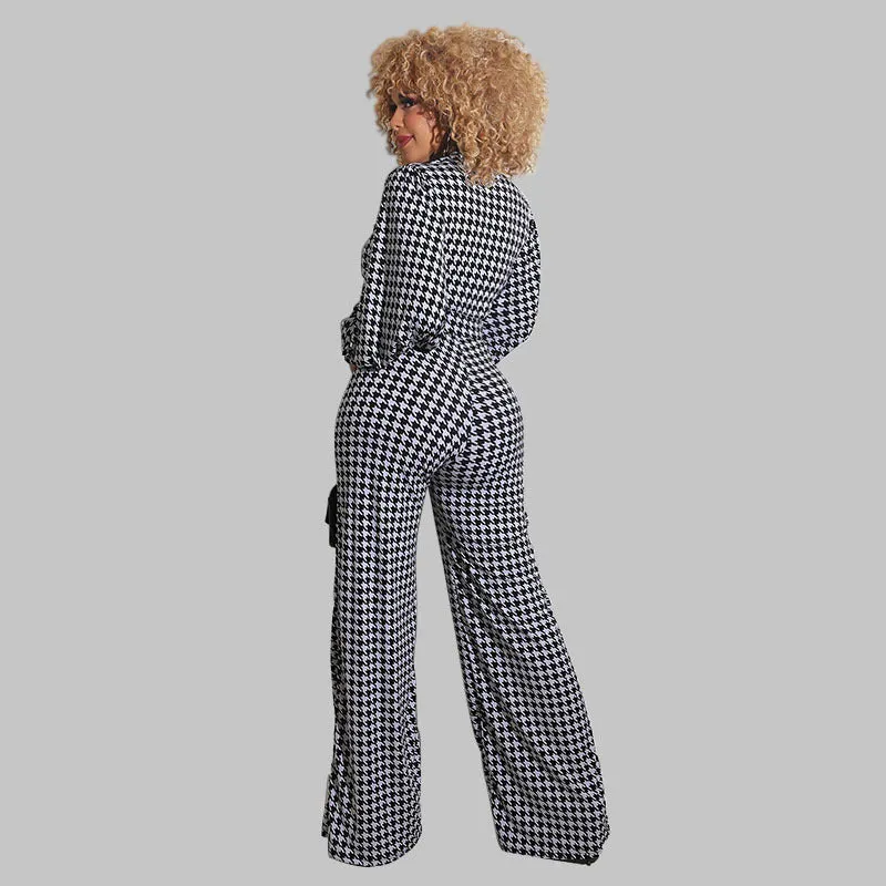 fashion puff sleeve printed jumpsuit（AY1365）