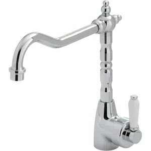 Fienza Eleanor Shepherds Crook Sink Mixer - Chrome / Ceramic