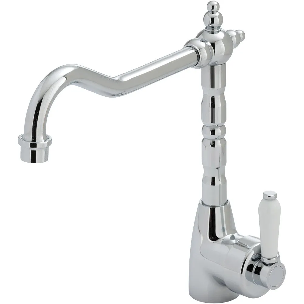 Fienza Eleanor Shepherds Crook Sink Mixer - Chrome / Ceramic