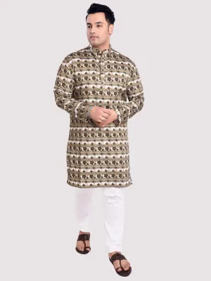 Flower Bed Digital Printed Kurta Men's Plus Size