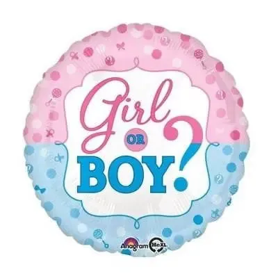 Gender Reveal Girl or Boy Dots Foil Balloon