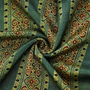 Green Ajrakh Print Mashru Silk Fabric 20813