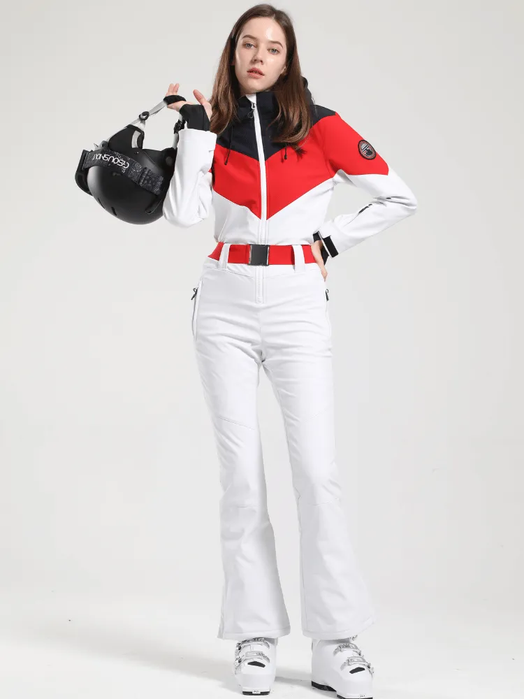 Gsou Snow Retro Belted Slim Ski Jumpsuit - Women's