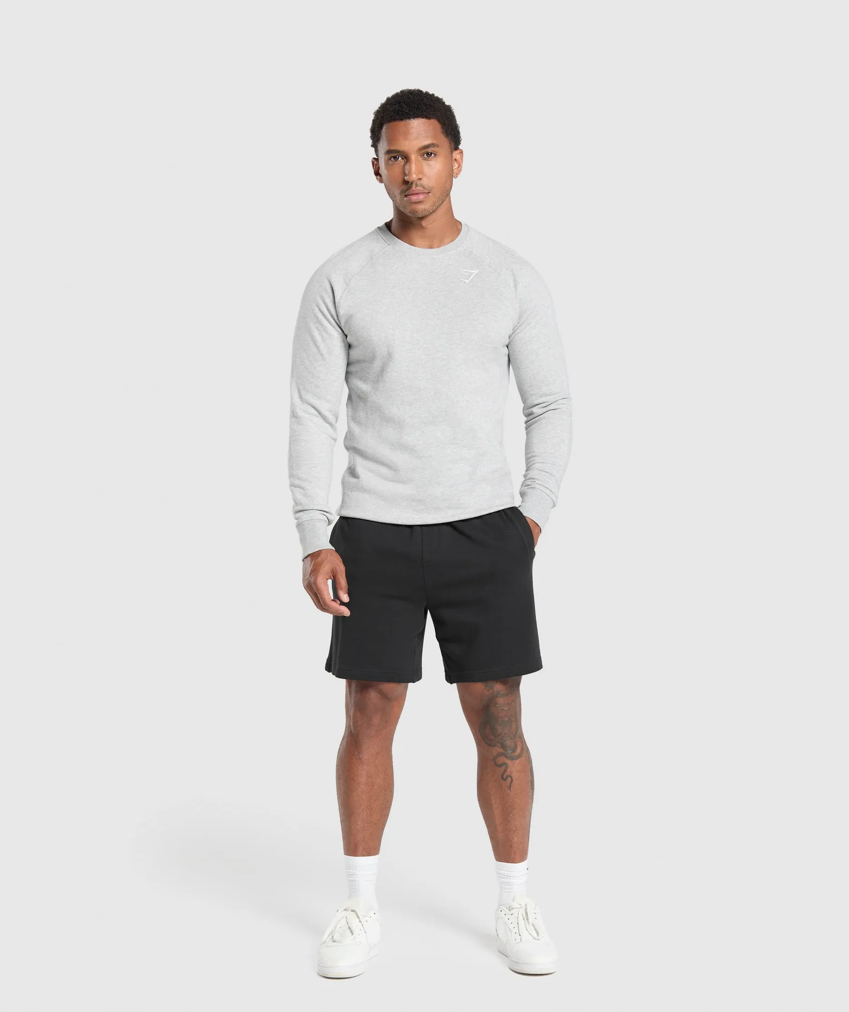 Gymshark Crest Sweatshirt - Light Grey Marl