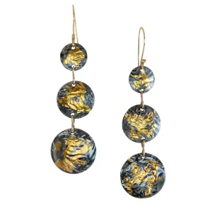 Keum-Boo Triple Disk Black & Gold Earrings - Large