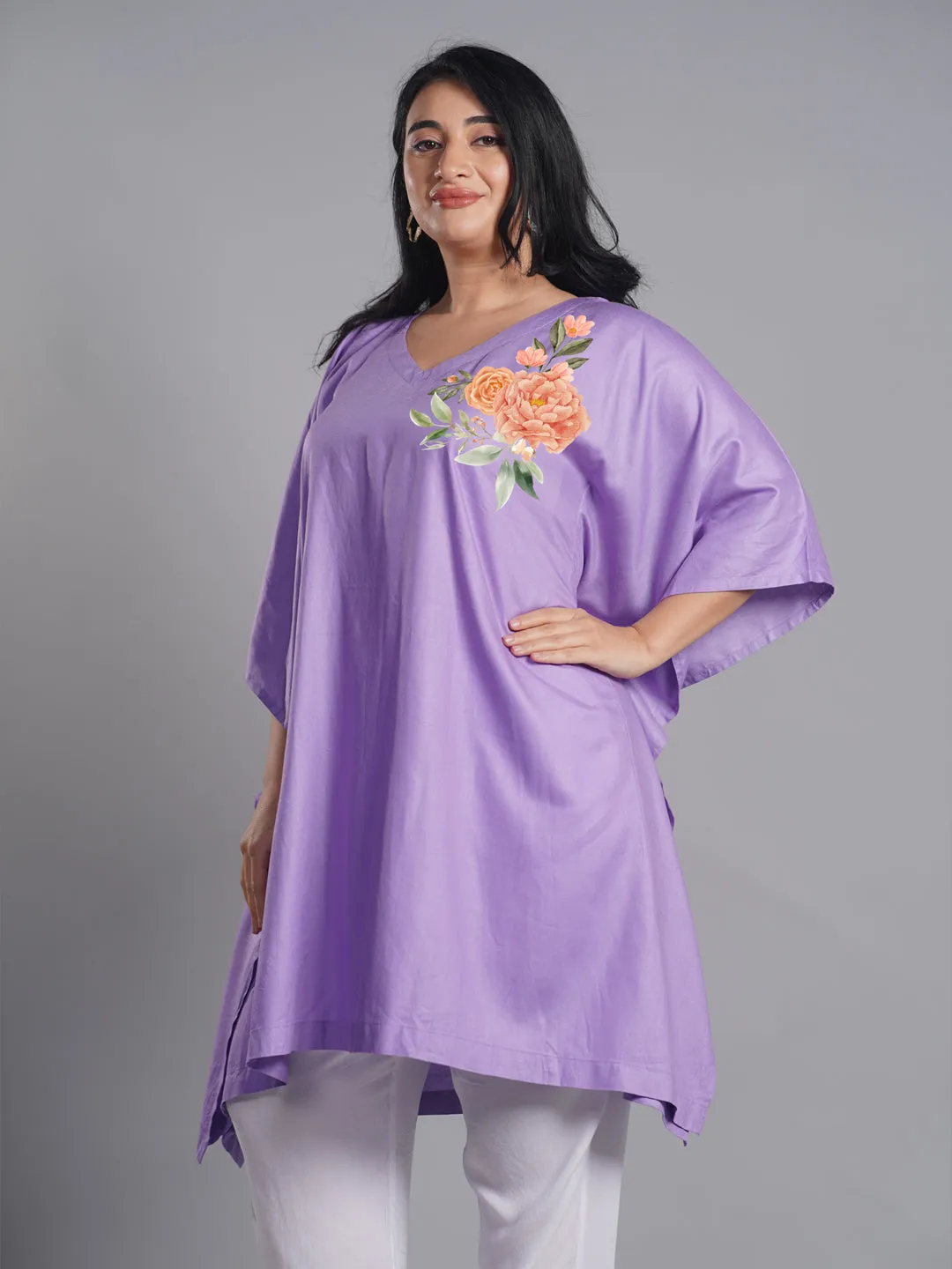 Lavender Rayon KaftanKurta - LavenderWhisper