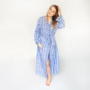 Lightweight Cotton Robe - Blue & White