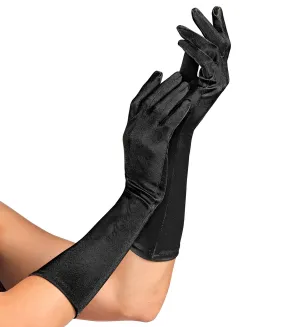 Long Black Satin Gloves