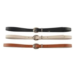 Metal U Buckle Skinny Belt 3 Pc Set