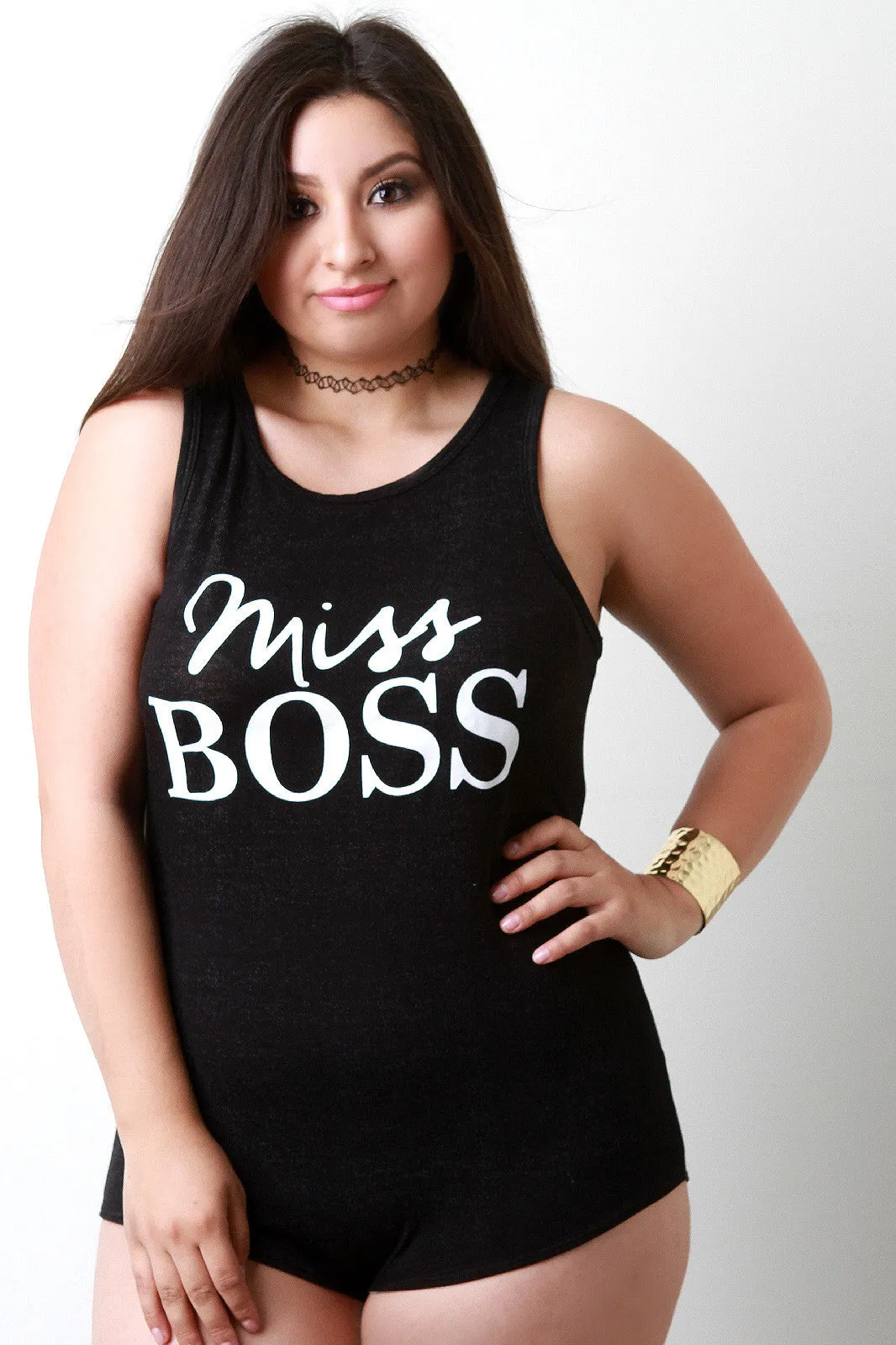 Miss Boss Graphic Print Bodysuit