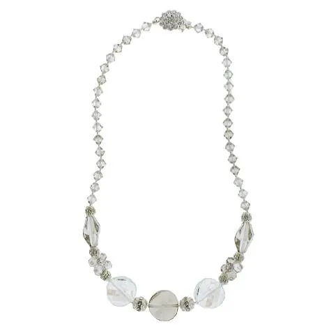 Multi-Shaped Silver and Clear Beaded Necklace