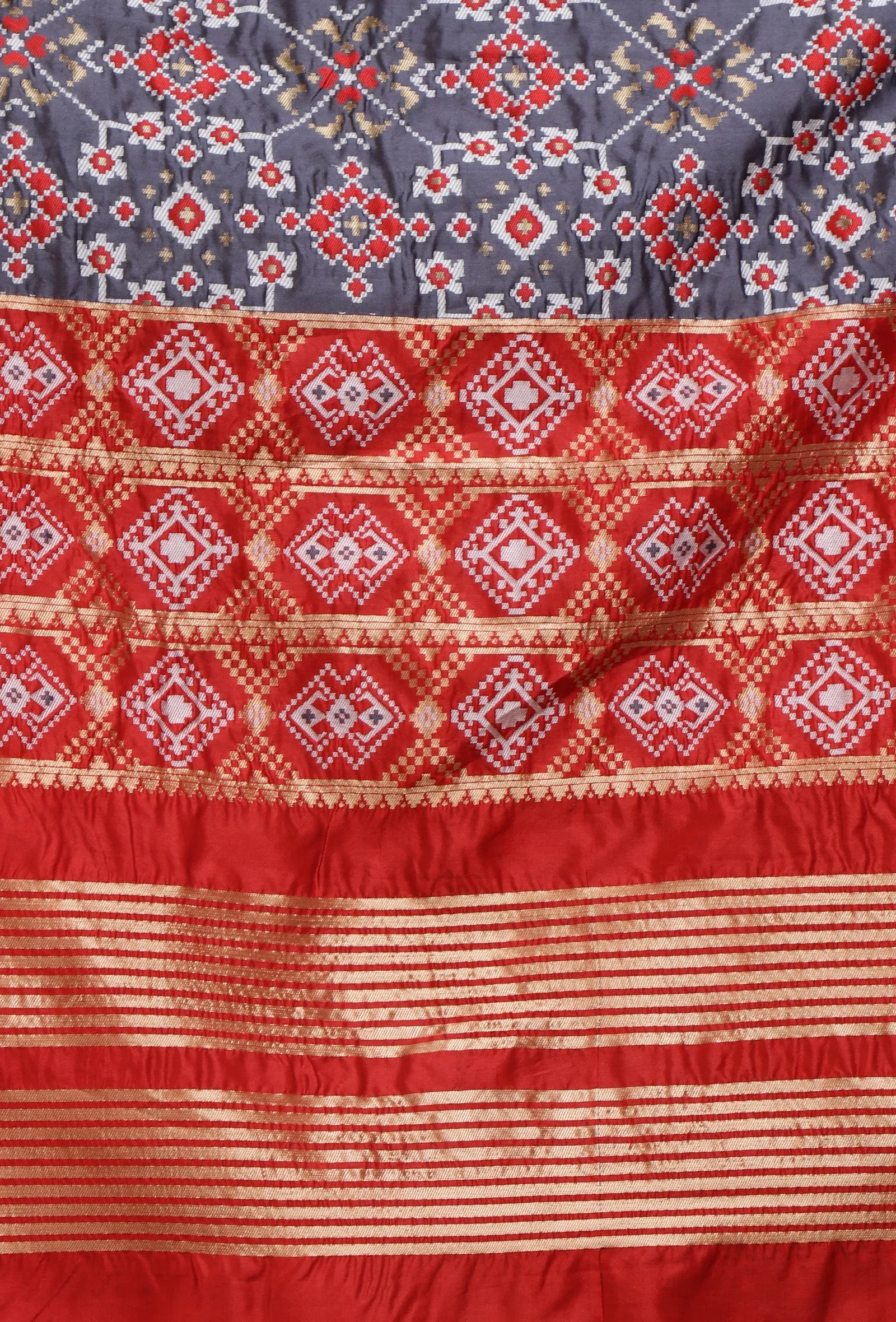 Navy Blue & Red Color Semi Silk Dupatta With Zari Weaving