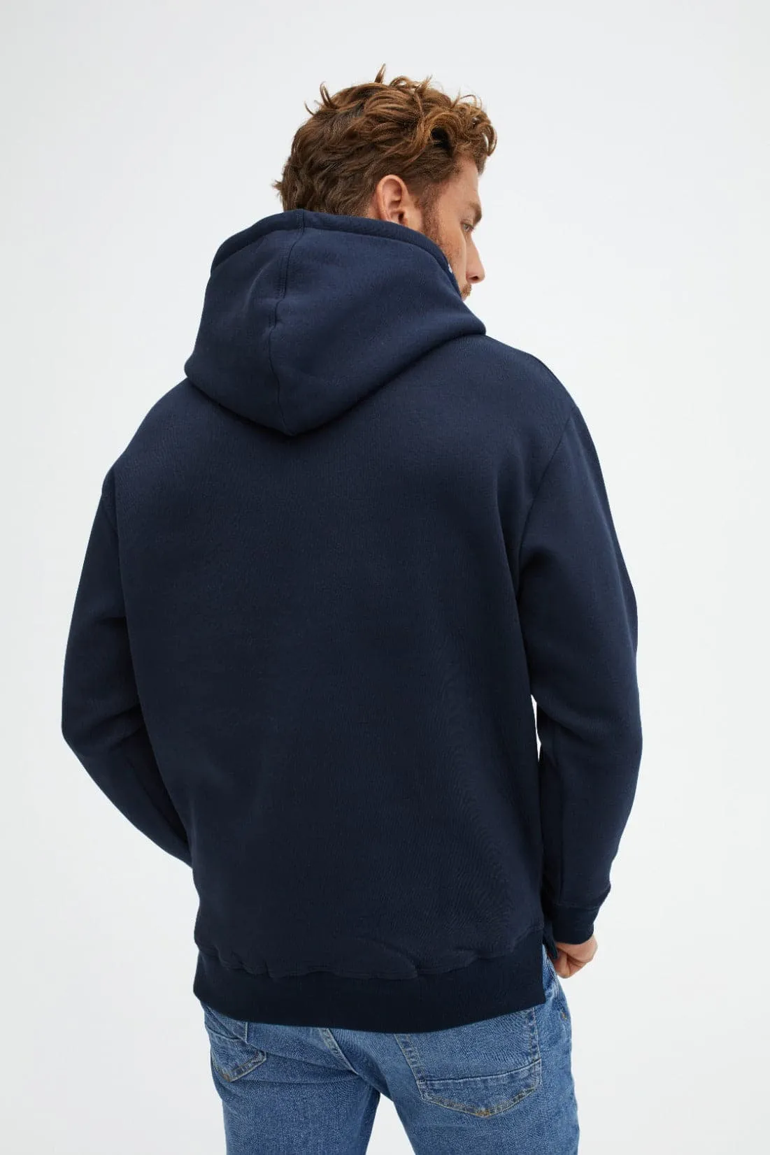 Navy Solid Fleece Hoodie