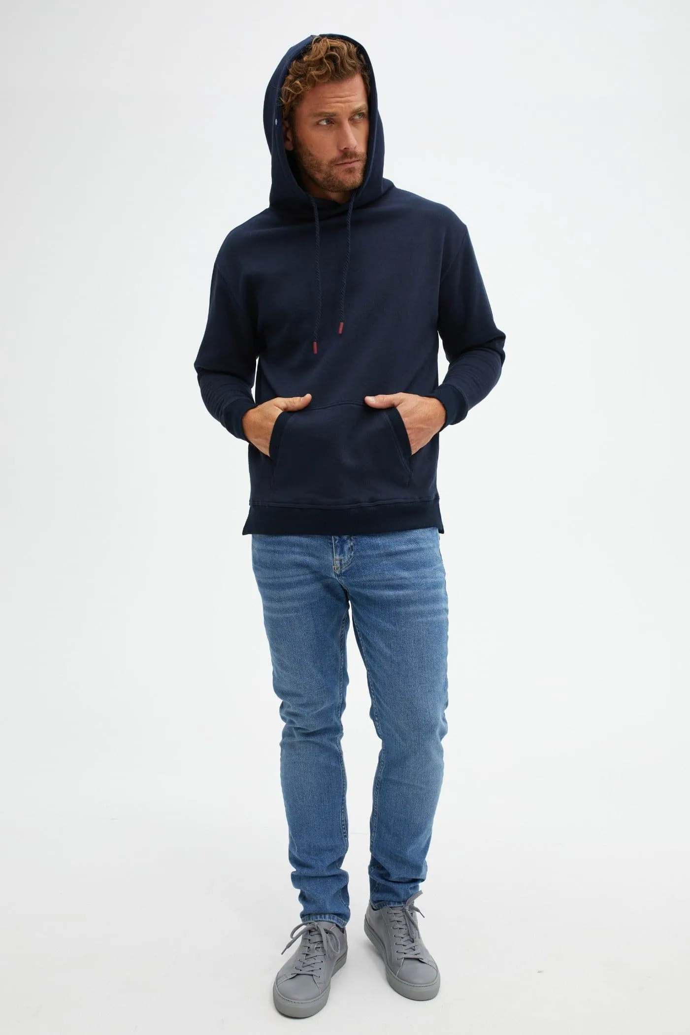 Navy Solid Fleece Hoodie