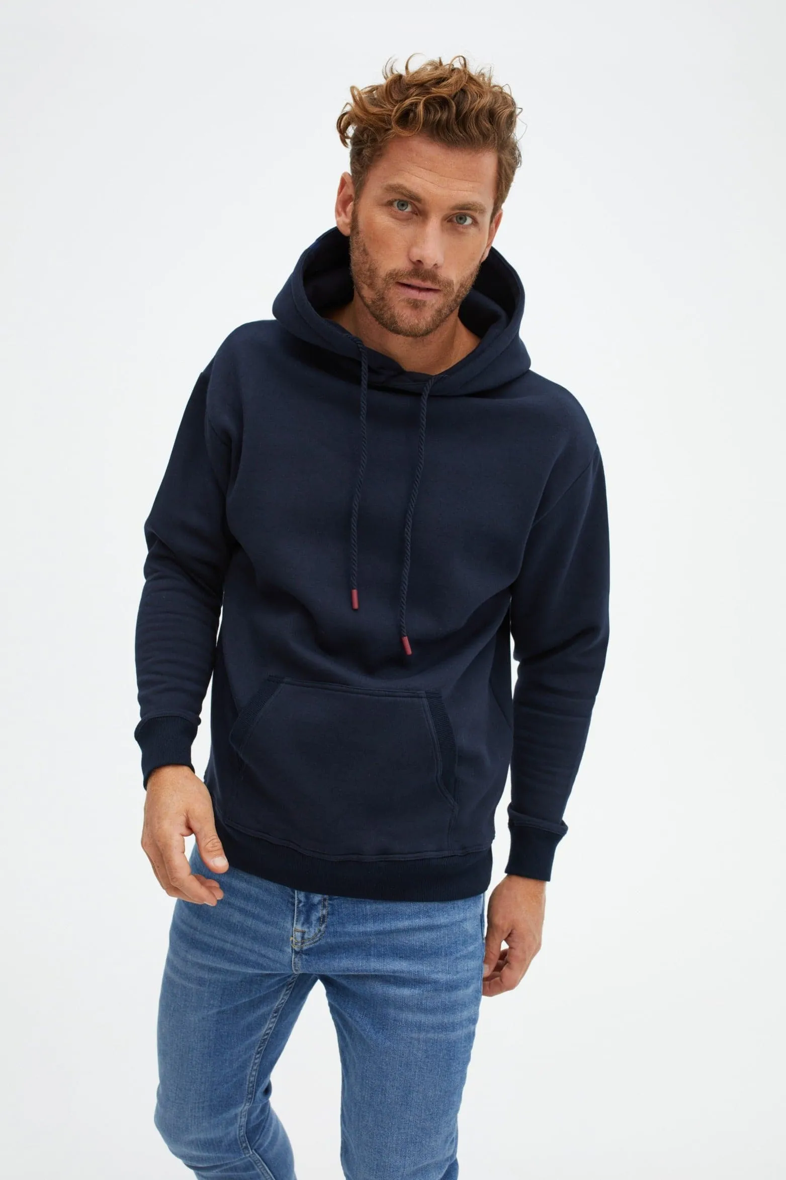 Navy Solid Fleece Hoodie