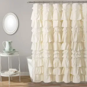 New - Kemmy Shower Curtain Ivory - Lush Décor