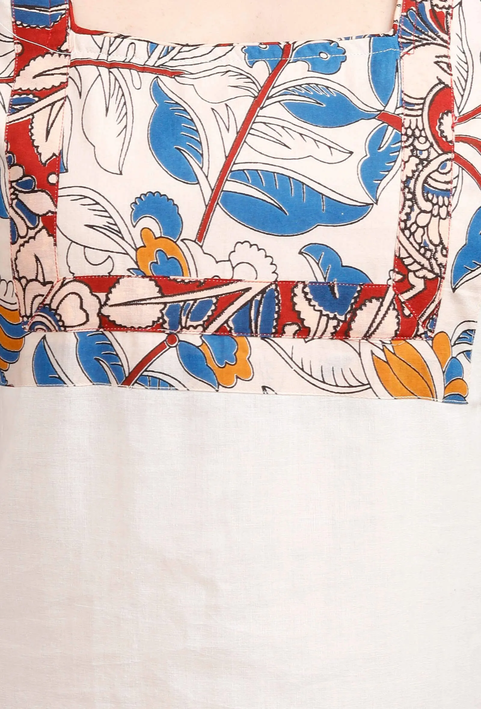 Off White Kalamkari Yoke Kurta