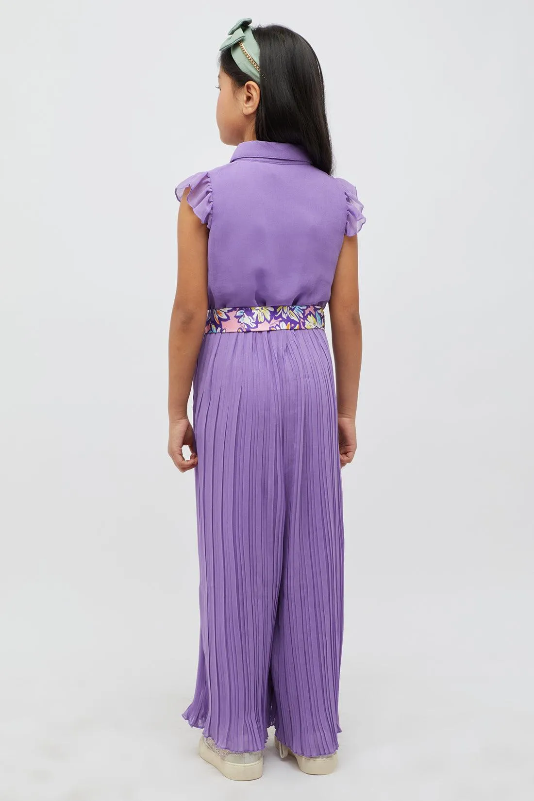 One Friday Purple Pleated Jumpsuit