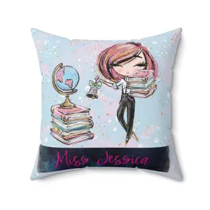 Personalised Spun Polyester Square Pillow, Teacher Cushion