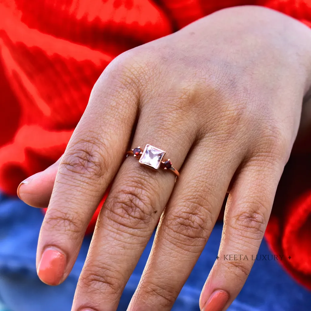 Pink Charmer - Rose Quartz & Garnet Ring